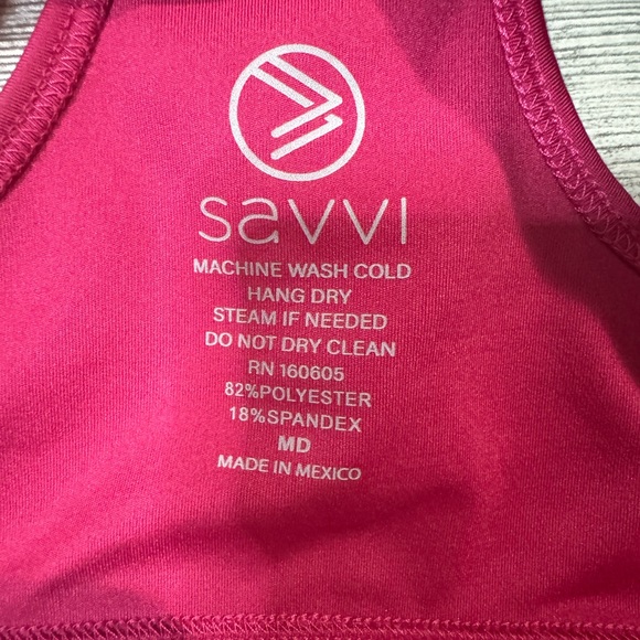 Savvi Sports Bra, Raspberry Color, Size Medium, Racerback, Not Padded - Picture 5 of 6